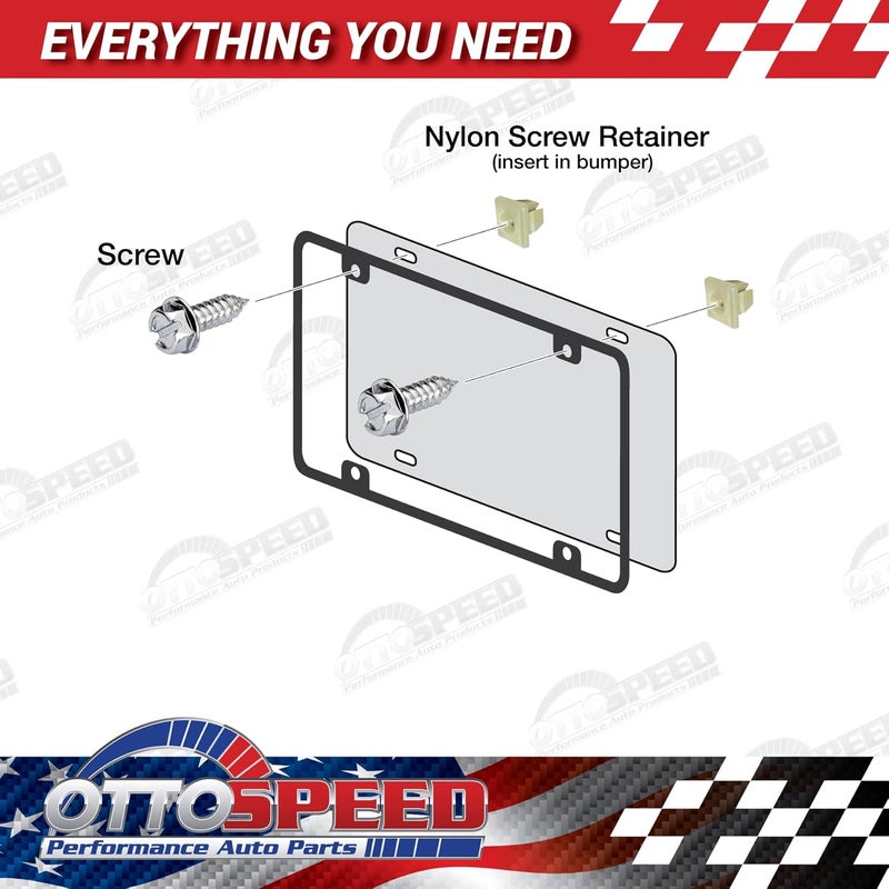 OttoSpeed License Plate Screw Kit - Chrome, OEM Style Fasteners with Nylon Screw Retainers for Mounting Front & Back License Plates on Cars, SUVs, Trucks - Rustproof, Self Tapping Bolts (Chrome Stainless Steel) - Image 4